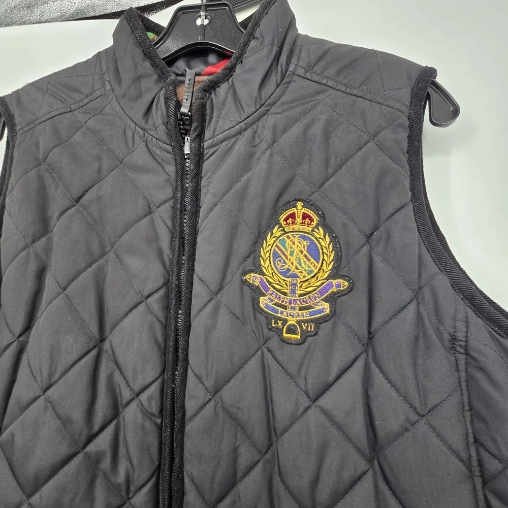 Lauren Ralph Lauren Reversible Equestrian Vest Womens 1X Black Quilted Riding